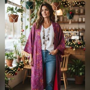 Vintage Authentic Antique 1910-1920s Japanese Floral Silk Kimono